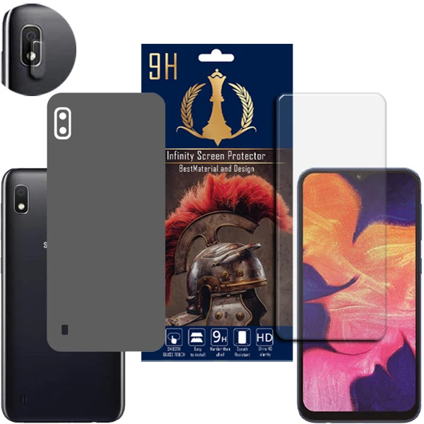 برچسب پوششی اینفینیتی مدل PRO MAX مناسب برای گوشی موبایل سامسونگ GALAXY A10 به همراه محافظ صفحه نمایش و محافظ لنز دوربین