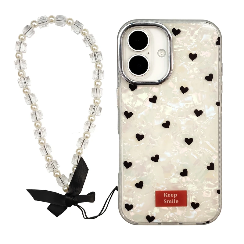 کاور طرح قلب کد 07 مناسب برای گوشی موبایل اپل iphone 16 به همراه بند آویز