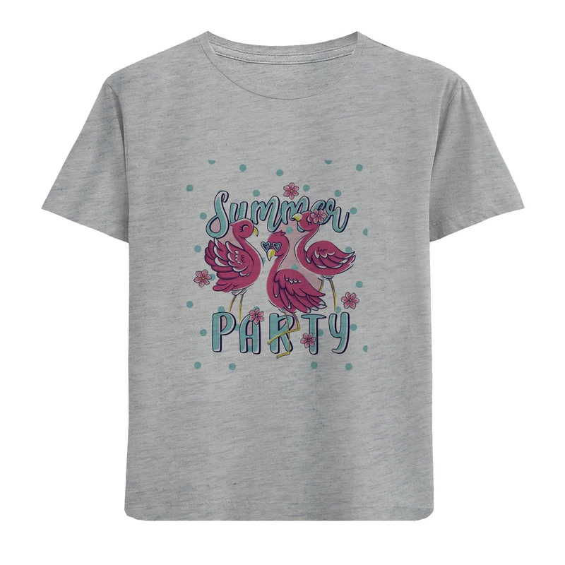 تی شرت آستین کوتاه دخترانه مدل فلامینگو D387