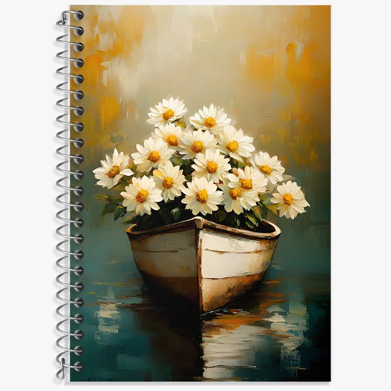 دفتر لغت 50 برگ خندالو طرح قایق گل بابونه کد F6607