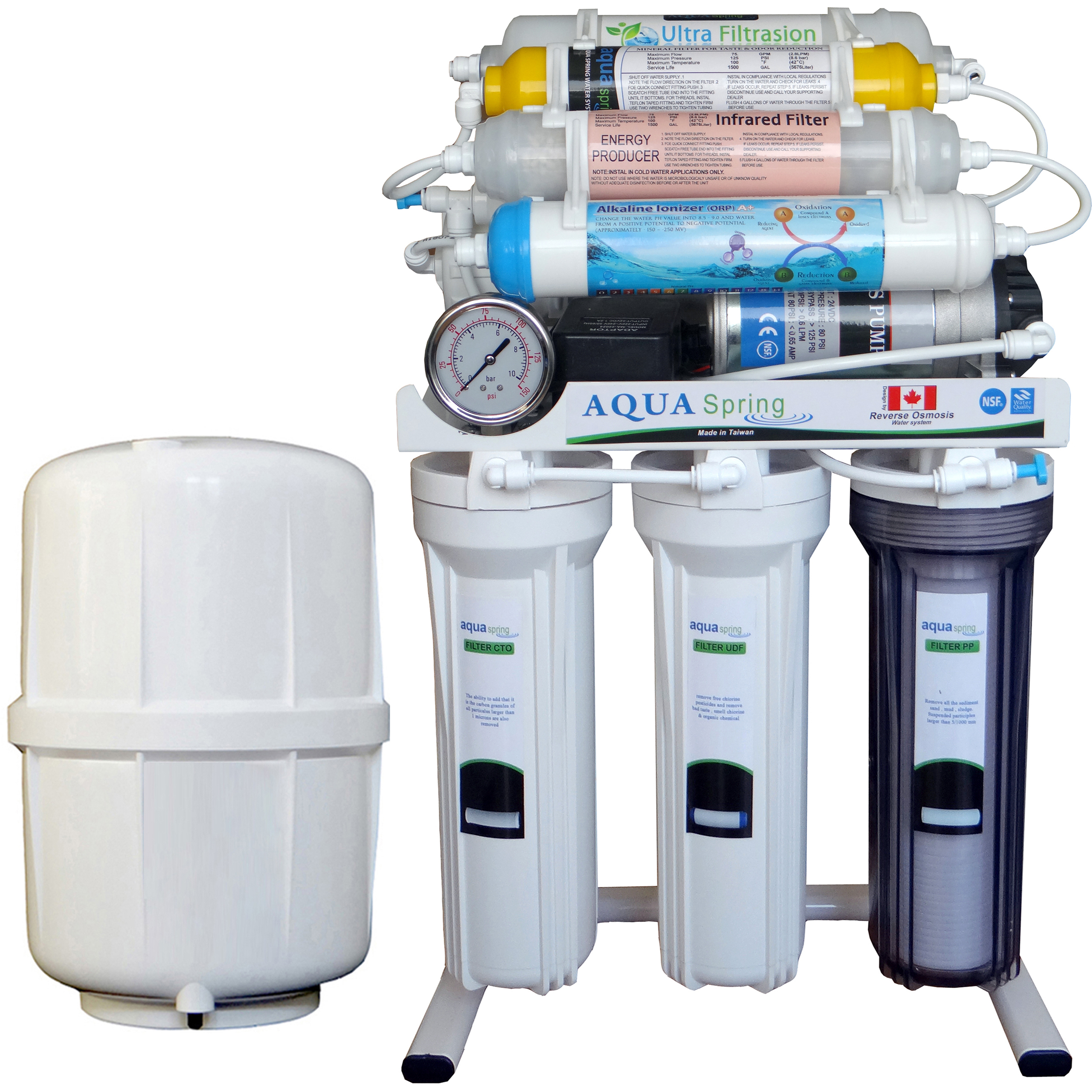 دستگاه تصفیه کننده آب آکوآ اسپرینگ مدل RO - NF3400 به همراه فیلتر مجموعه 3 عددی