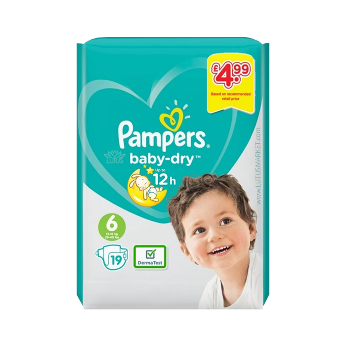 پوشک پمپرز مدل baby-dry کد 6 بسته 19 عددی