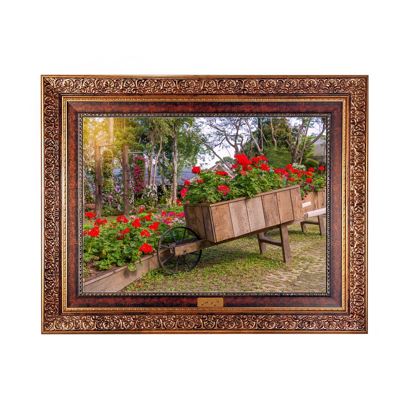 تابلو فرش ماشینی نقش نگار رضوی طرح گل کد 5513C