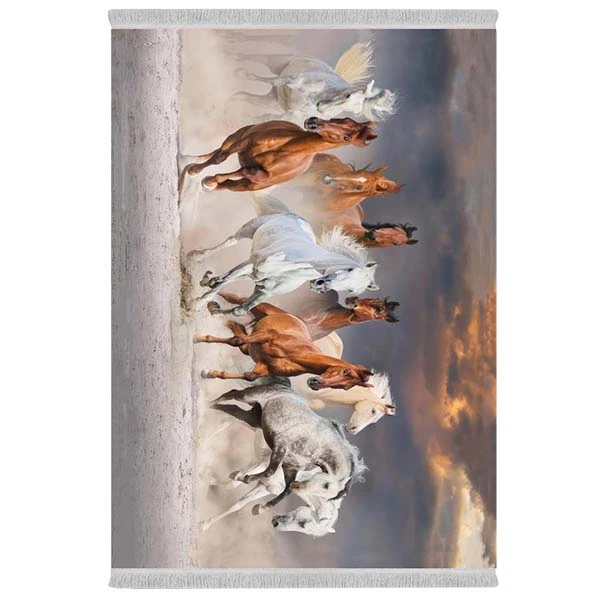 فرش پارچه‌ای دفه مدل فرشینه شانل مخمل طرح فانتزی کد 7283