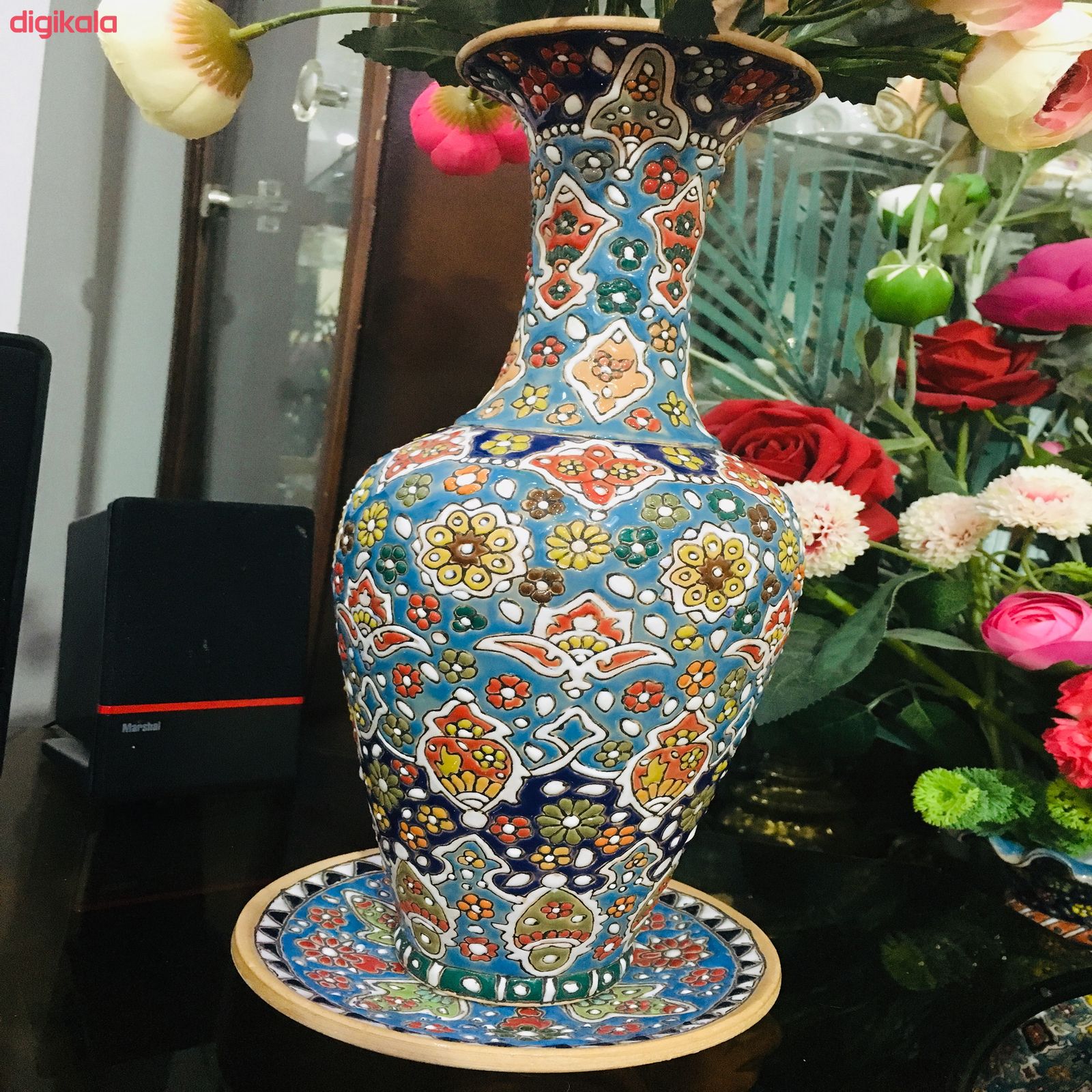 ست گلدان و بشقاب سفالی میناکاری کد 000 main 1 4