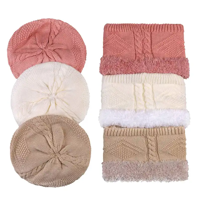 ست کلاه و شال گردن بافتنی مدل   داخل خز سام مدل 435