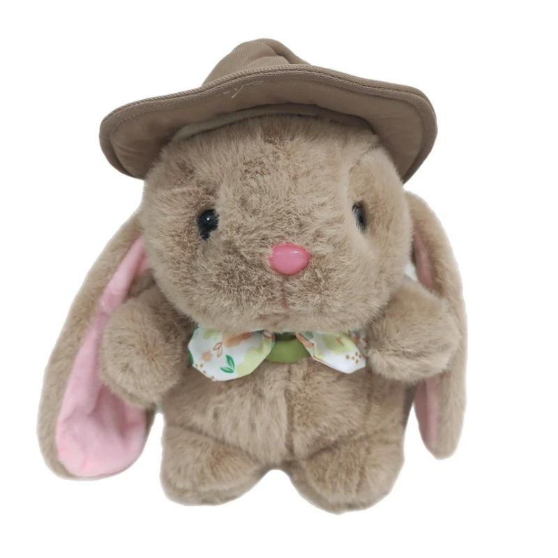 عروسک پولیشی مدل خرگوش پاپیونی کلاه دار ارتفاع 20 سانتی متر