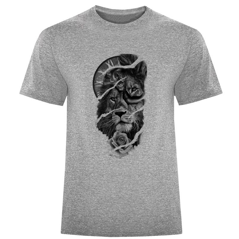 تیشرت آستین کوتاه مردانه طرح شیر کد W87