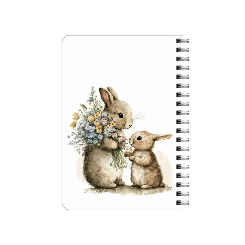 دفترچه یادداشت بامبیلیپ مدل چوبی طرح خرگوش و مامانش و دسته گل کد 4428866