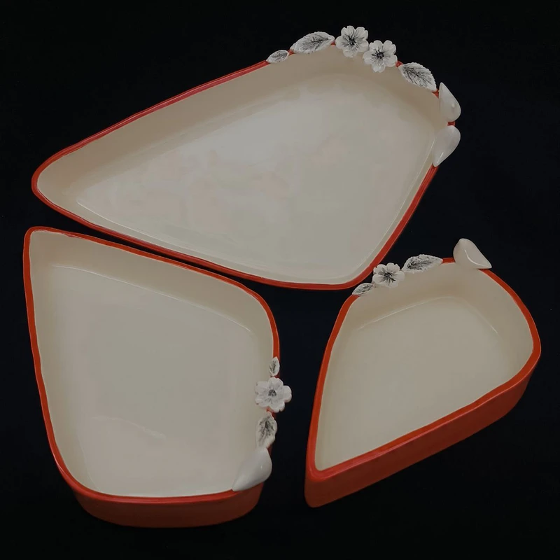 شکلات خوری سرامیکی هیوا مدل یاس مجموعه 3 عددی