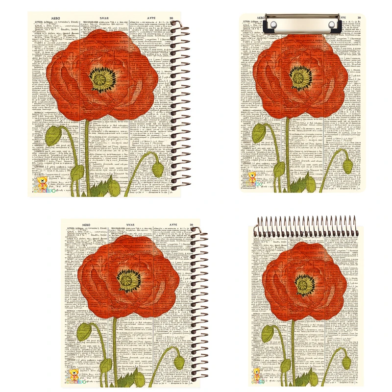 دفتر 100 برگ بانیبو مدل گل کد 2757 به همراه تخته شاسی بسته 4 عددی