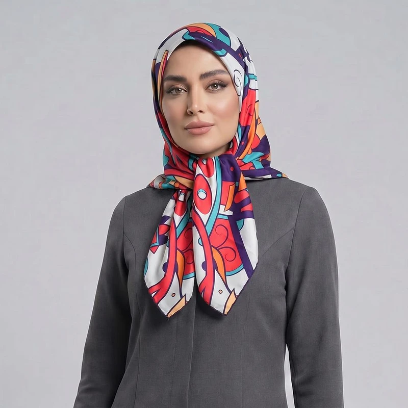 روسری زنانه مدل ابریشم قواره کوچک رنگارنگ کد a-2952