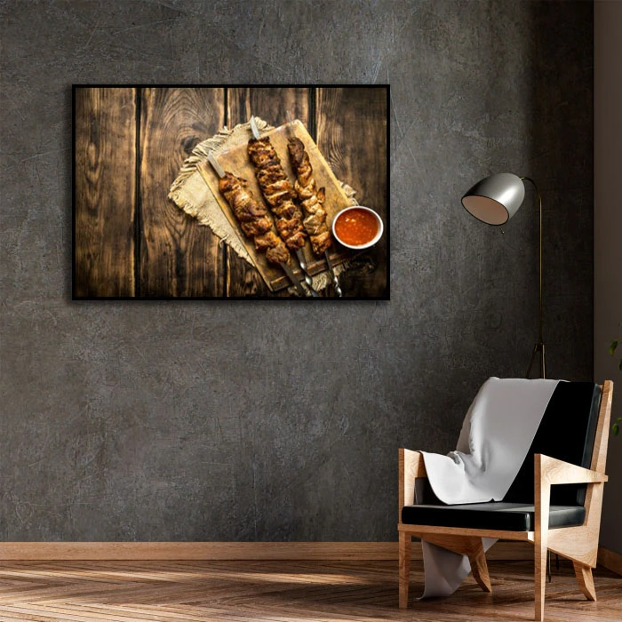 تابلو بکلیت طرح کباب مدل B-D2357 فریم مشکی