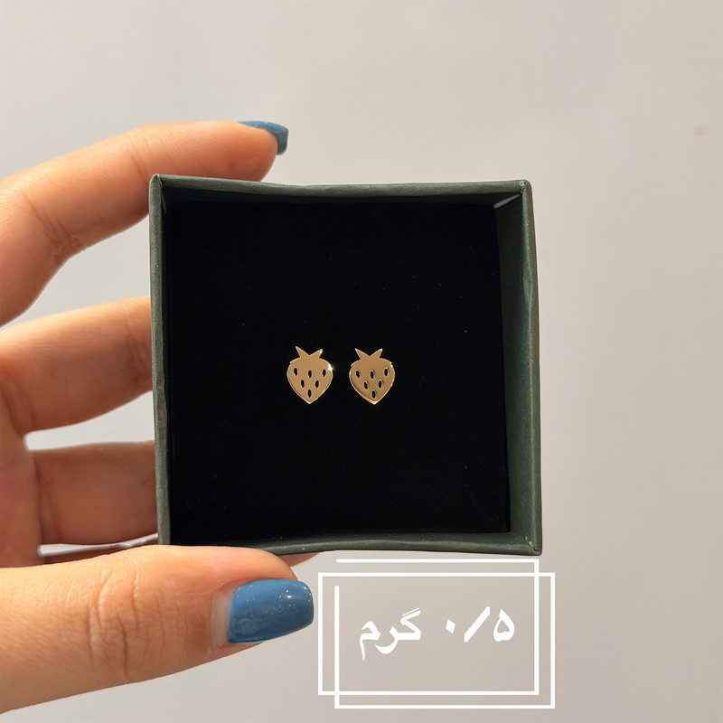 گوشواره طلا 18 عیار زنانه فرشته طرح توت فرنگی کد WEL-000282 - 2