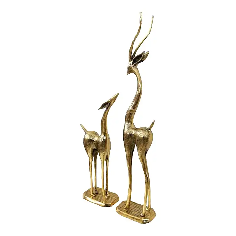 مجسمه برنجی مدل غزال کد H-1185 مجموعه 2 عددی