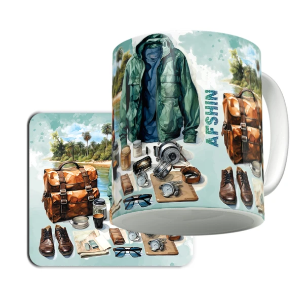 ماگ لاژید مدل اسم افشین کد GRST به همراه زیرلیوانی