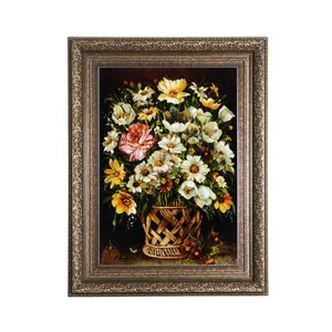 تابلو فرش دستباف طرح گلدان سبدی مدل 84