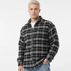 پیراهن آستین بلند یقه برگردان مردانه مدل پشمی باکسی 8090