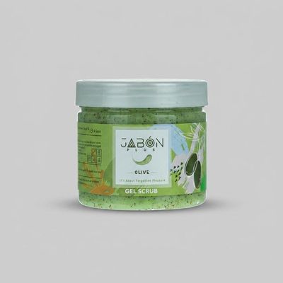 ژل اسکراب لایه بردار پوست ژبن پلاس مدل Olive وزن 375 گرم