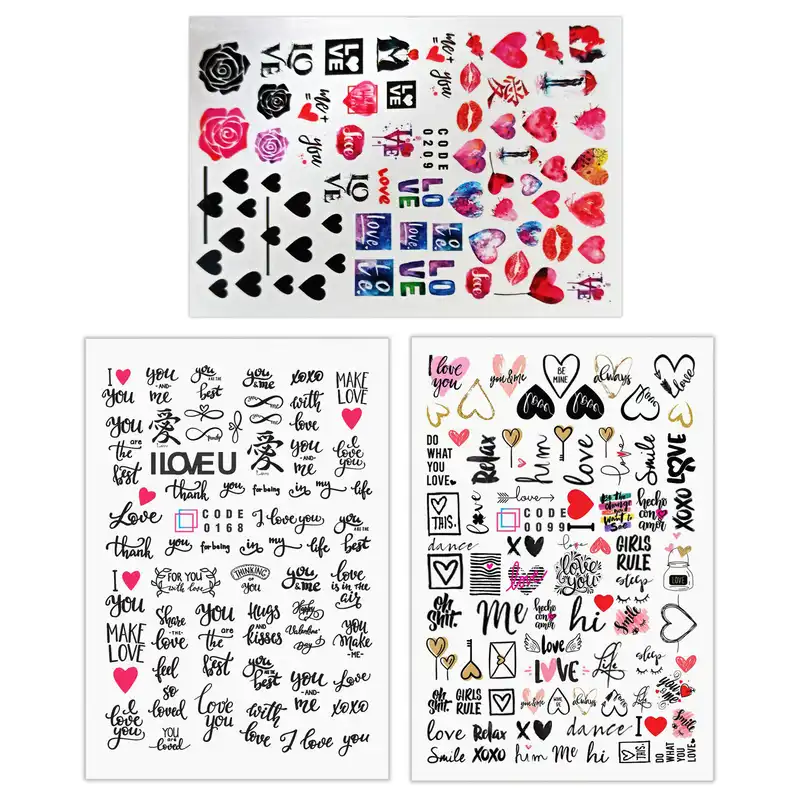 برچسب لنز ناخن مدل عشق کد 99168209 مجموعه 3 عددی