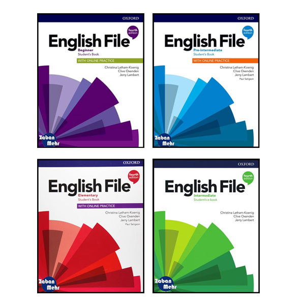 کتاب English File Fourth Edition اثر جمعی از نویسندگان انتشارات زبان مهر 4 جلدی
