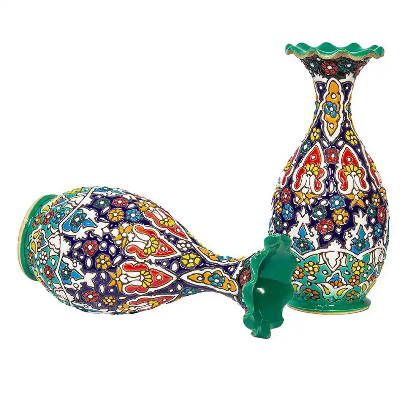 گلدان میناکاری سفالی کد SM02 مجموعه دو عددی