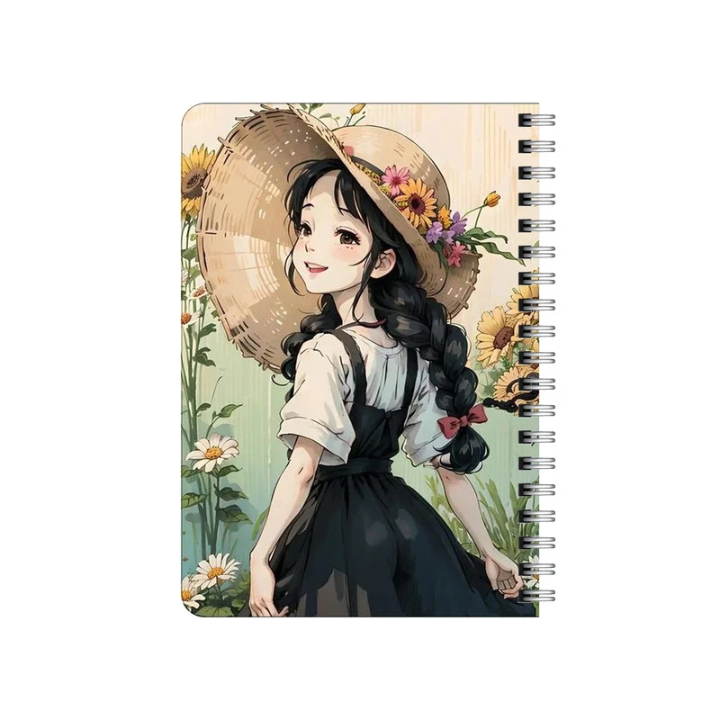 دفترچه یادداشت بامبیلیپ مدل چوبی طرح دختر در میان گل ها کد 5726760