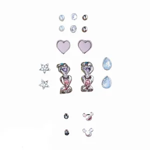 گوشواره زنانه مدل قلب کد 01 بسته 9 عددی