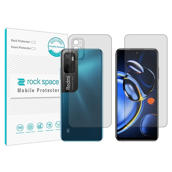 محافظ صفحه نمایش شفاف راک اسپیس مدل HyGEL  مناسب برای گوشی موبایل شیائومی Redmi 11SE به همراه محافظ پشت