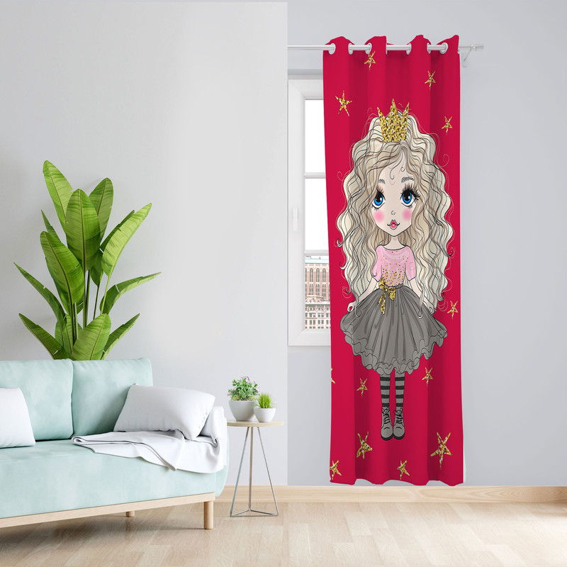 پرده مدل اتاق کودک دخترانه مخمل پانچی کد 1003 سایز 140x200 سانتی متر
