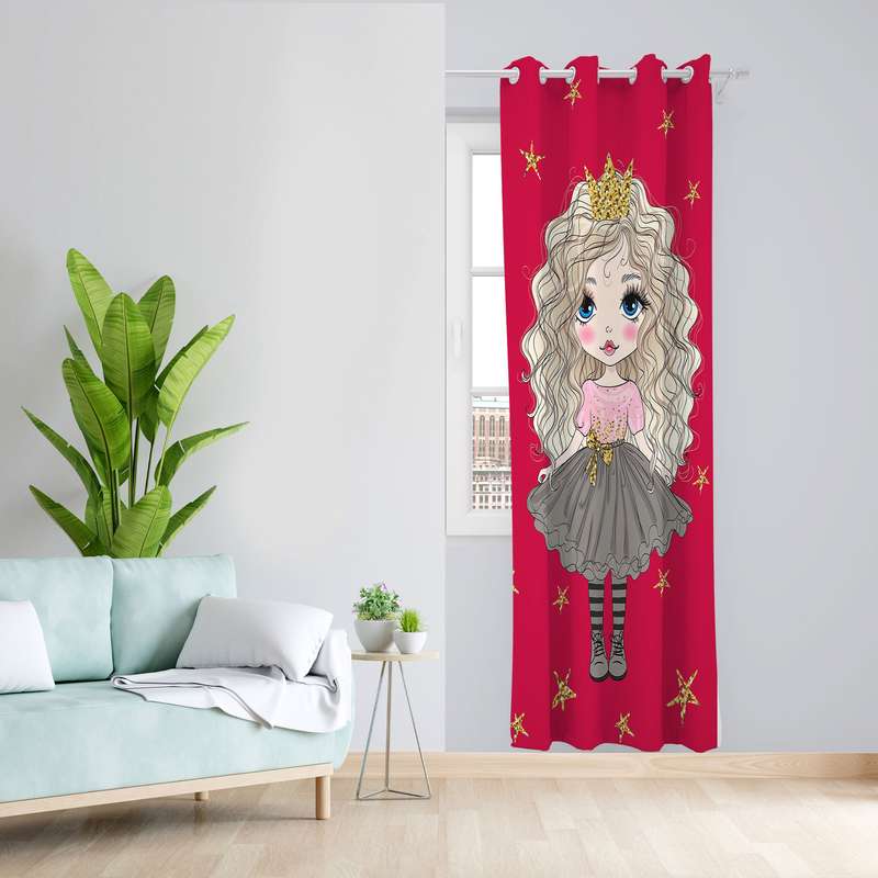 پرده مدل کودک مخمل پانچی طرح دختر کد 1006 سایز 200x140 سانتی متر