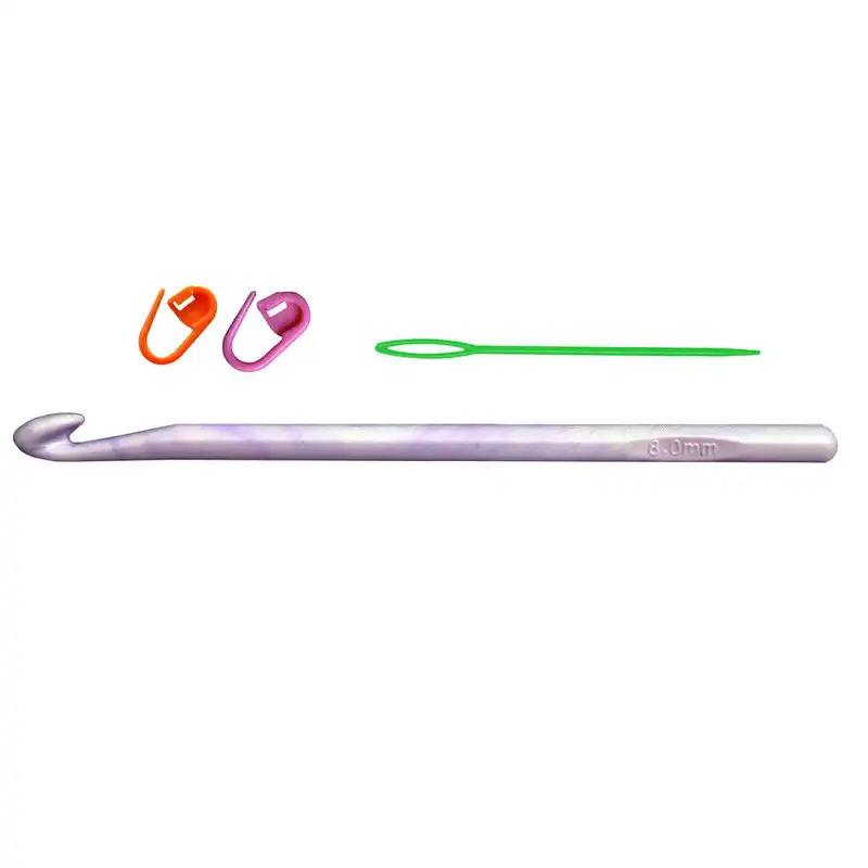 قلاب تریکو بافی مدل G.co کد 8 به همراه سوزن دوخت کاموا و سنجاق نشانه گذار مجموعه 4 عددی