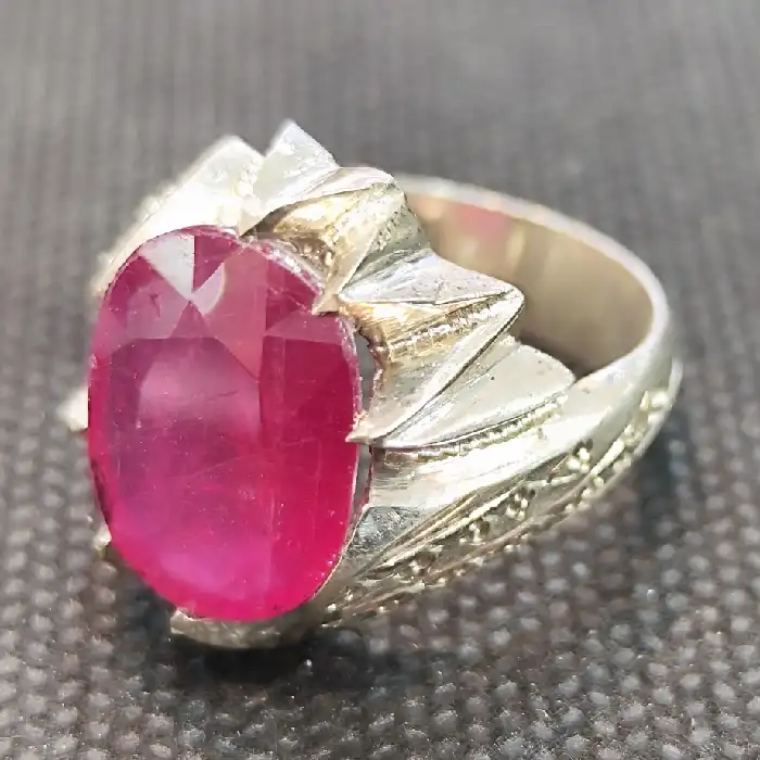 انگشتر نقره مردانه مدل سنگ یاقوت آفریقایی کد 56