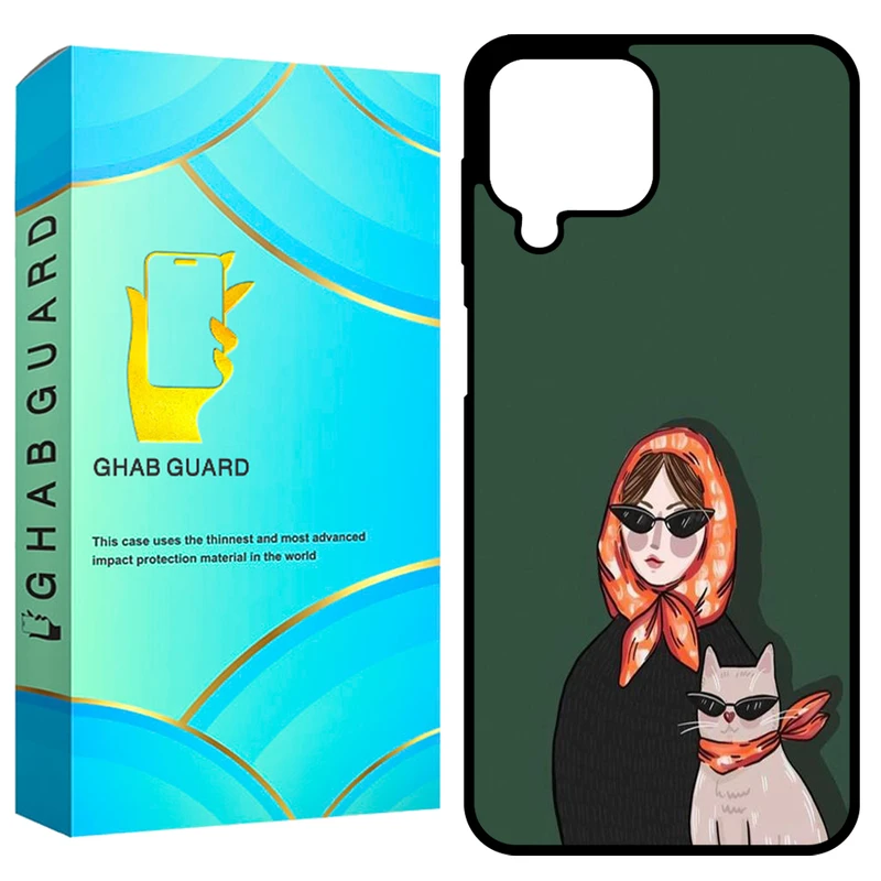 کاور قاب گارد طرح دختر و گربه مدل GCHPA224 مناسب برای گوشی موبایل سامسونگ Galaxy A22 4G / M22 4G / M32 4G   