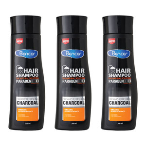 شامپو مو بنسر مدل  ذغالی مناسب برای موهای معمولی حجم 300 میلی لیتر  بسته 3 عددی