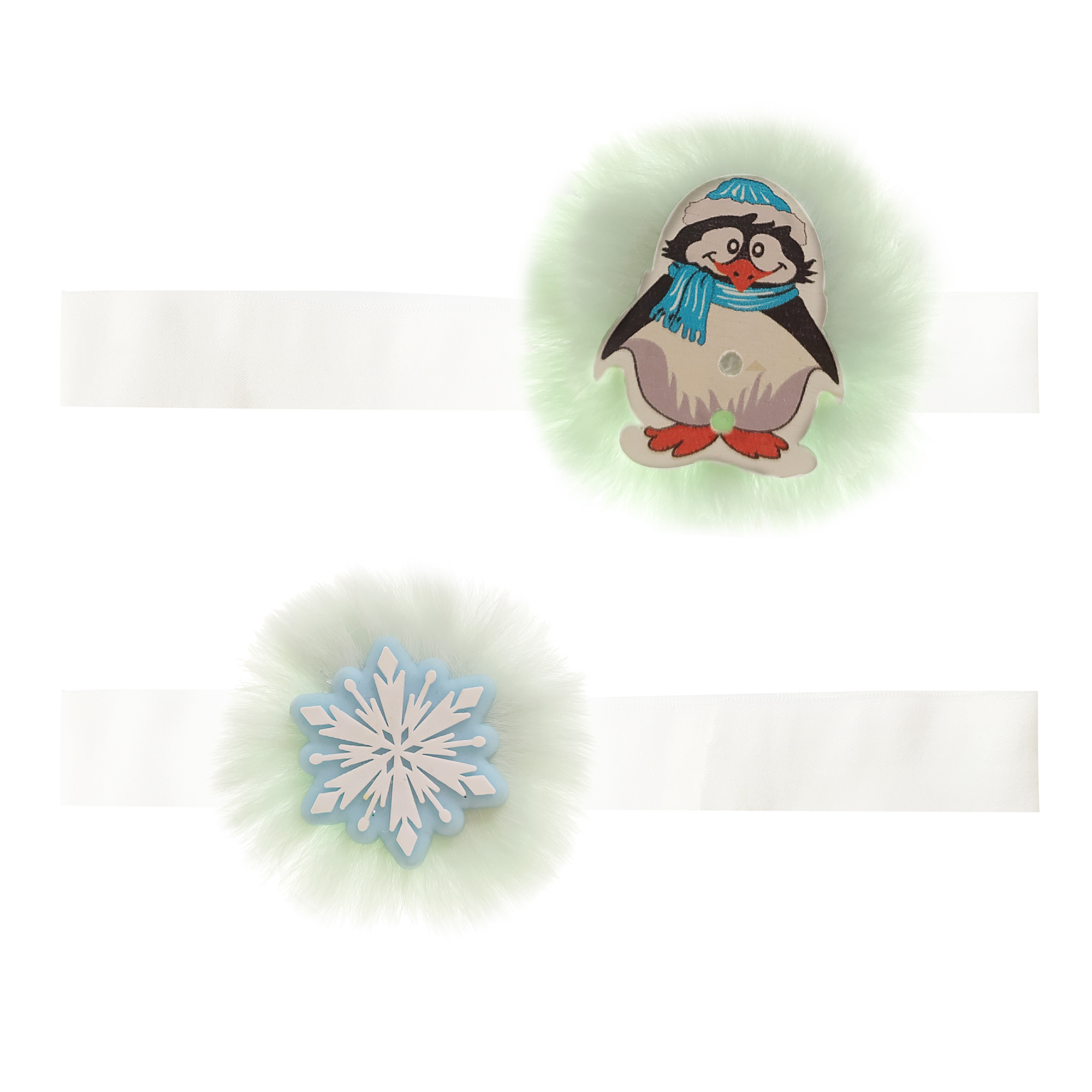 هدبند نوزادی مدل برف و پنگوئن سرمایی بسته 2 عددی