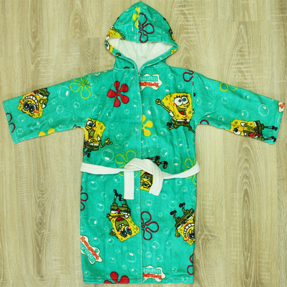 حوله پالتویی کودک ماهان طرح باب اسفنجی سایز 100 سانتی متر