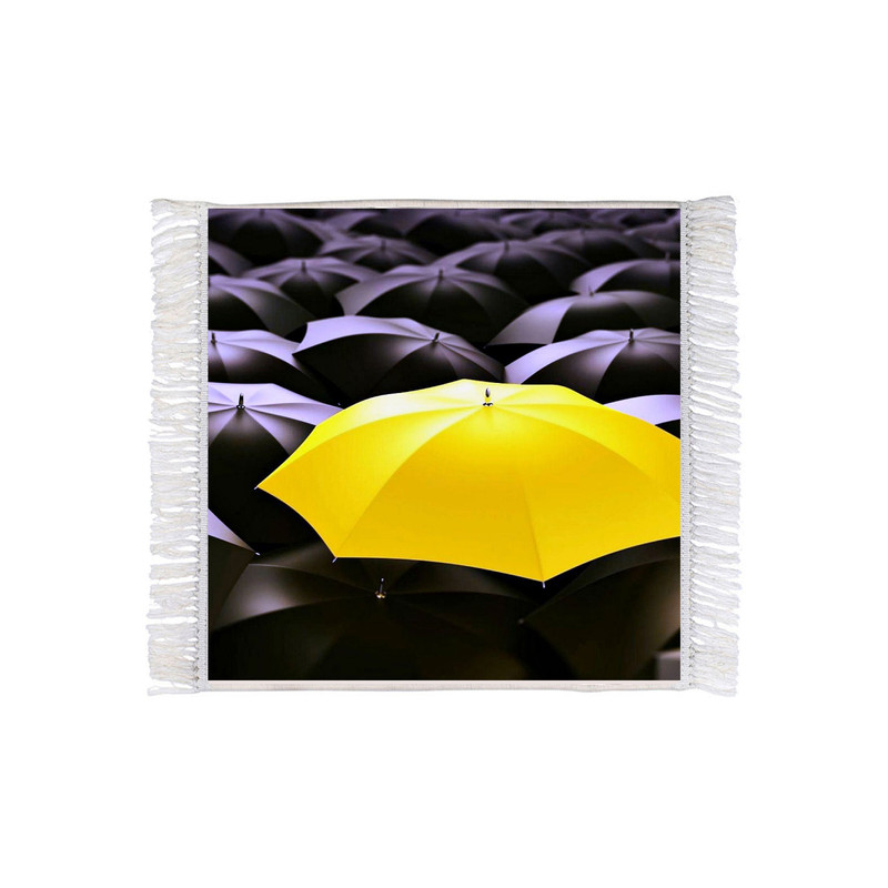 تابلو فرش ماشینی مدل R1113 طرح چتر زرد و سیاه