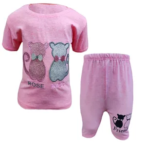 ست تی شرت و شلوارک دخترانه مدل دو گربه کد 35