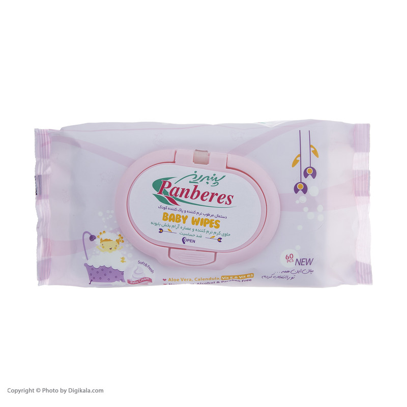 دستمال مرطوب کودک پنبه ریز مدل Baboon بسته 60 عددی
