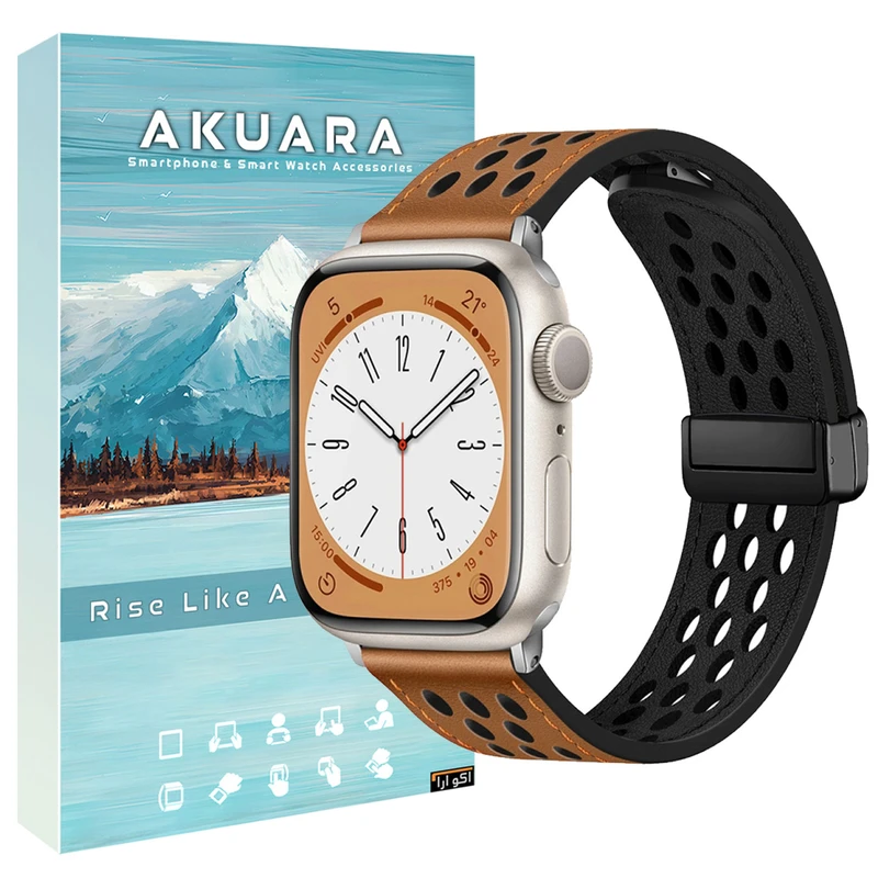 بند آکوآرا مدل Leather MGNK sl مناسب برای اپل واچ 42 میلیمتری سری 2