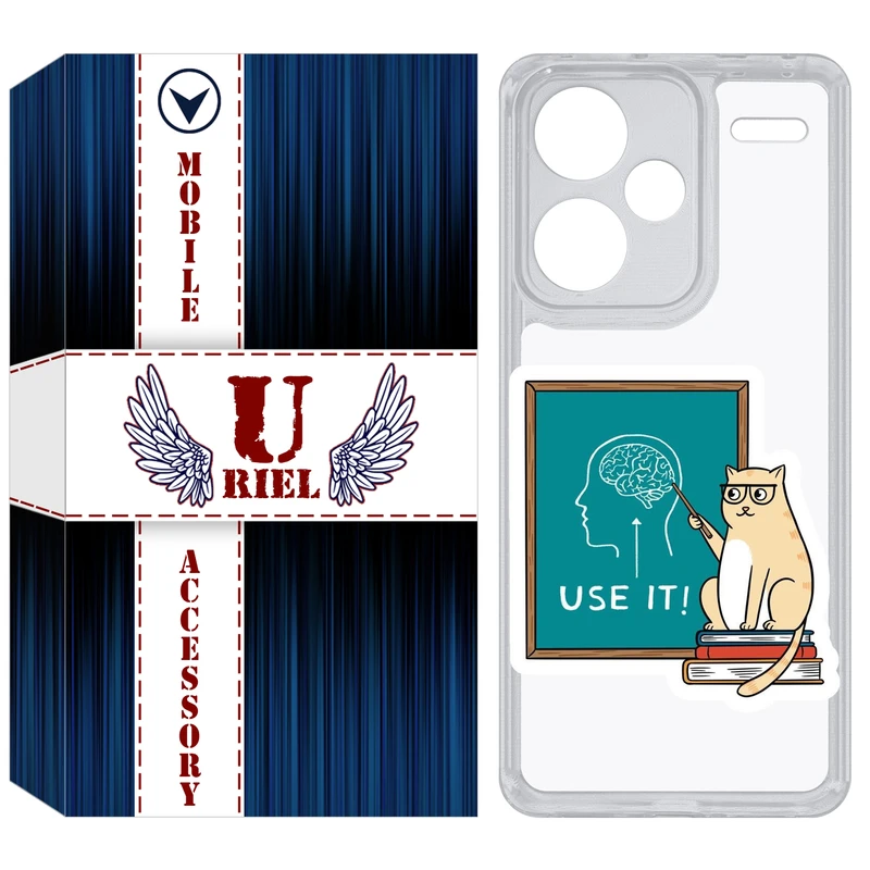 کاور یوریل مدل Clear کد 95 طرح گربه عاقل مناسب برای گوشی موبایل شیائومی Redmi Note 13 Pro Plus