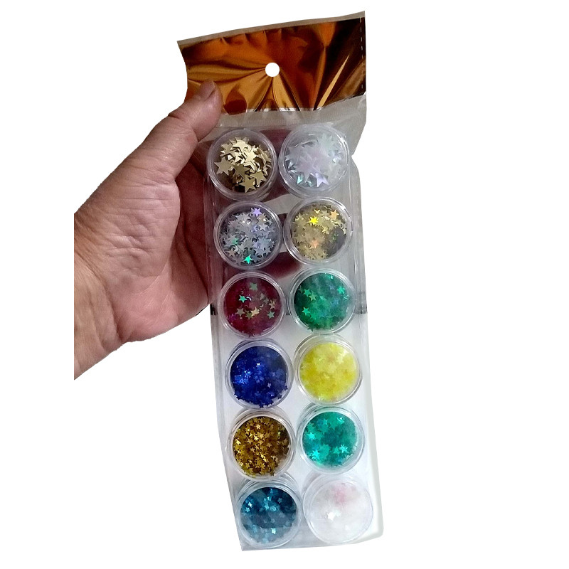 پودر اکلیل مدل ستاره هولو گرامی کد ASH-11  وزن 44 گرم مجموعه 12 عددی