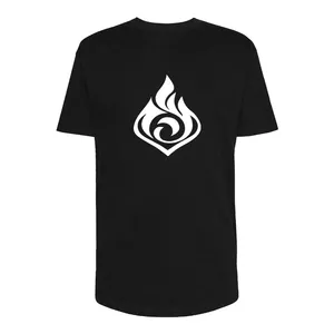 تی شرت لانگ زنانه مدل شعله آتش کد Sh122 رنگ مشکی