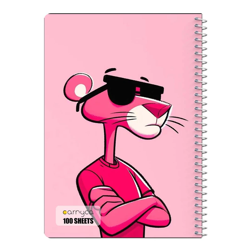 دفتر مشق 100 برگ سیمی کارنیکا طرح پلنگ صورتی pink panther کد 28045