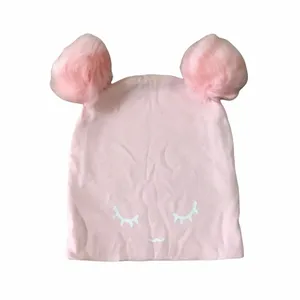 کلاه بچگانه مدل پوم دار رنگ صورتی