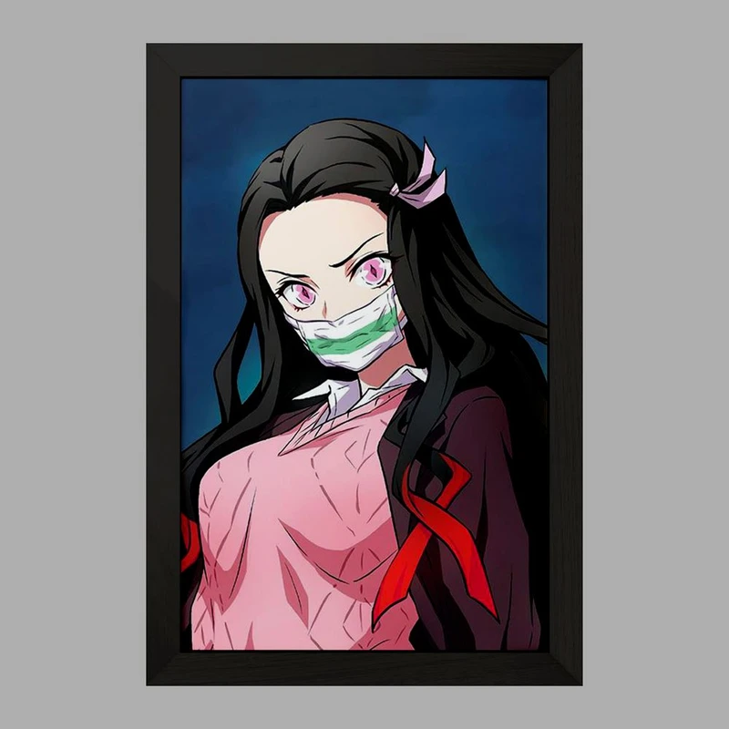 تابلو خندالو مدل نزوکو چان انیمه دختر  کد 12156