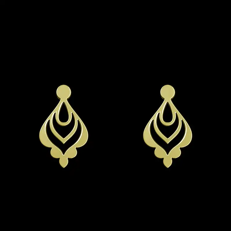 گوشواره طلا 18 عیار زنانه مدوپد مدل هندسی کد GA1-15148