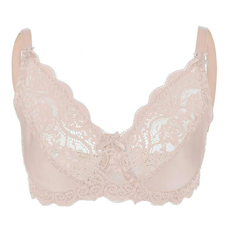 سوتین زنانه لین مدل فنردار گیپوری کد 4680-614 رنگ کرم