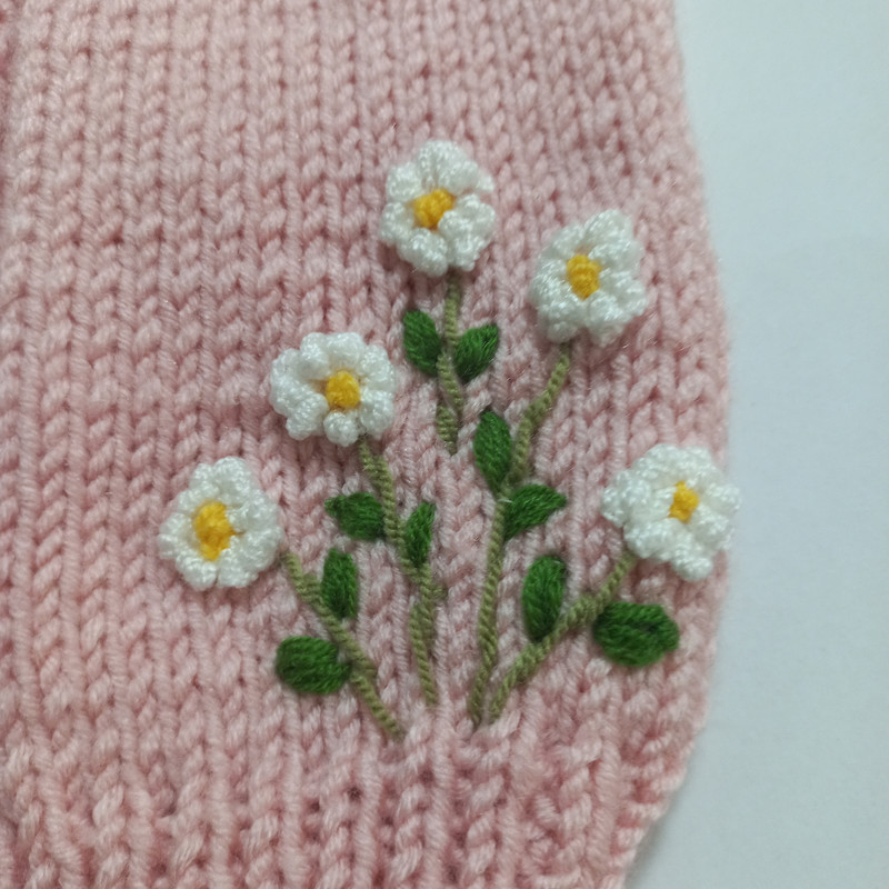ژاکت دخترانه مدل پیچ جلو طرح گل بابونه